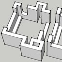 Servo motor holders in SketchUp.